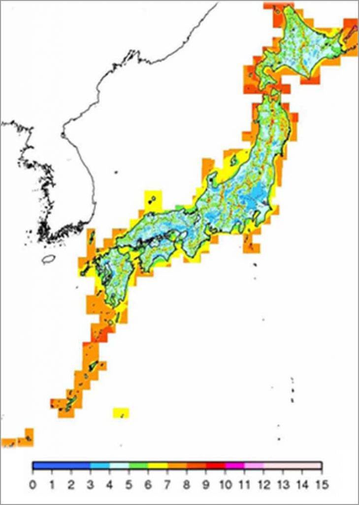 日本の風力図
